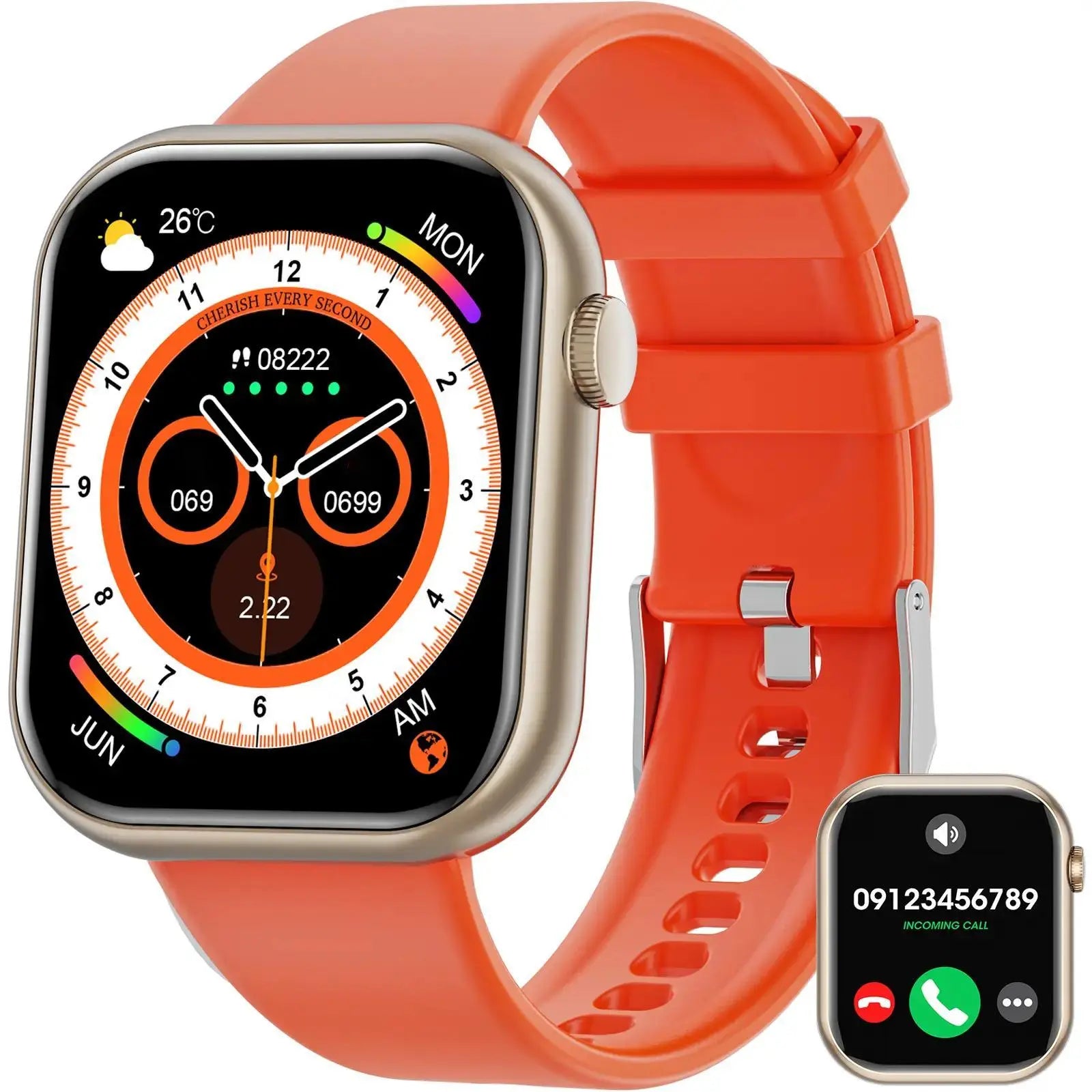 Smart Watch for Women Man (Answer/Make Call), 1.85 Inch Fitness Tracker with Pedometer & Multiple Sports Modes, Fitness Watch for Android Iphone, Back to School Gifts, Health Smart Watch