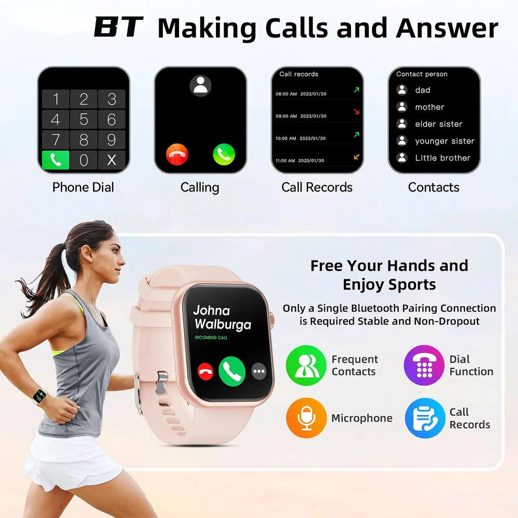 Smart Watch for Women Man (Answer/Make Call), 1.85 Inch Fitness Tracker with Pedometer & Multiple Sports Modes, Fitness Watch for Android Iphone, Back to School Gifts, Health Smart Watch