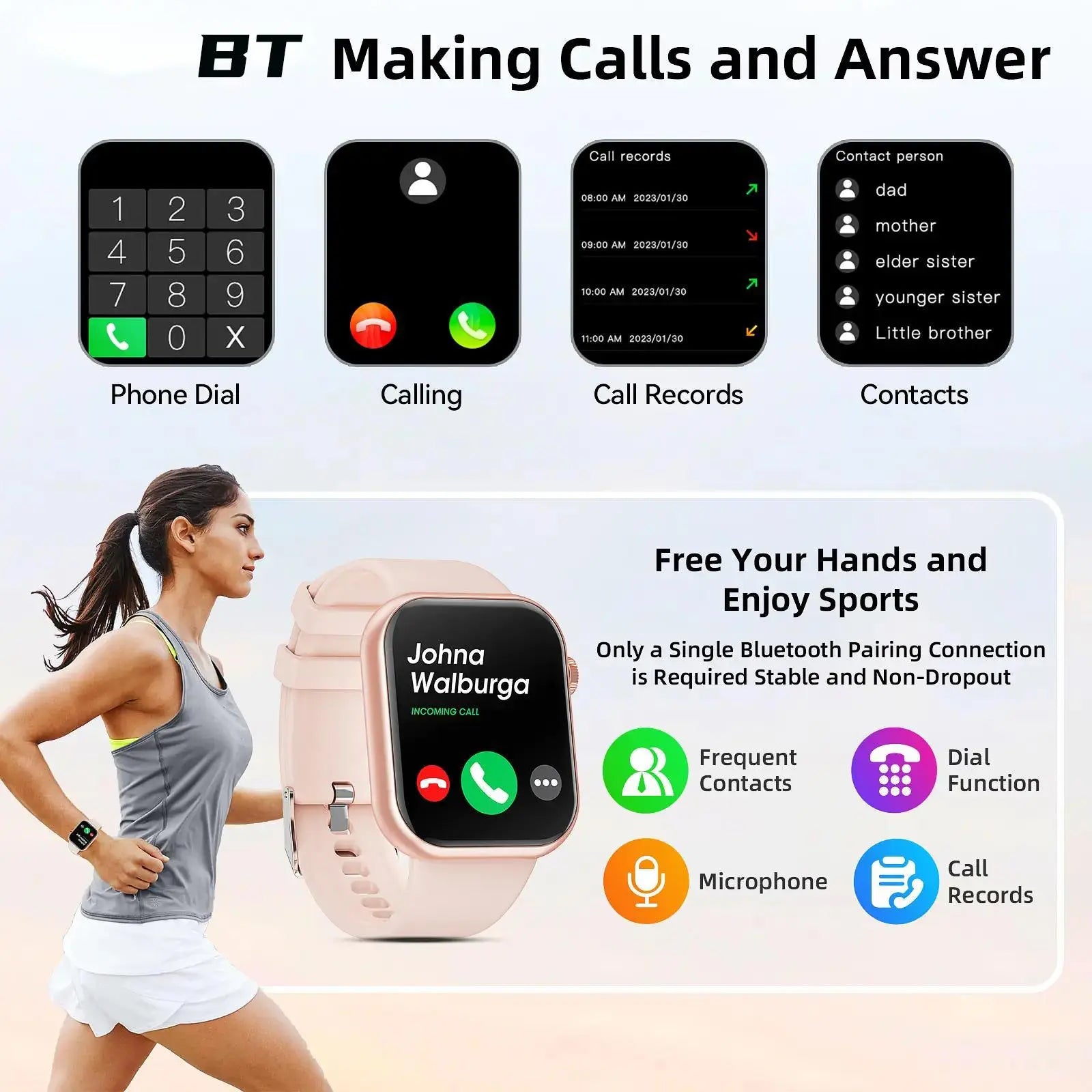 Smart Watch for Women Man (Answer/Make Call), 1.85 Inch Fitness Tracker with Pedometer & Multiple Sports Modes, Fitness Watch for Android Iphone, Back to School Gifts, Health Smart Watch