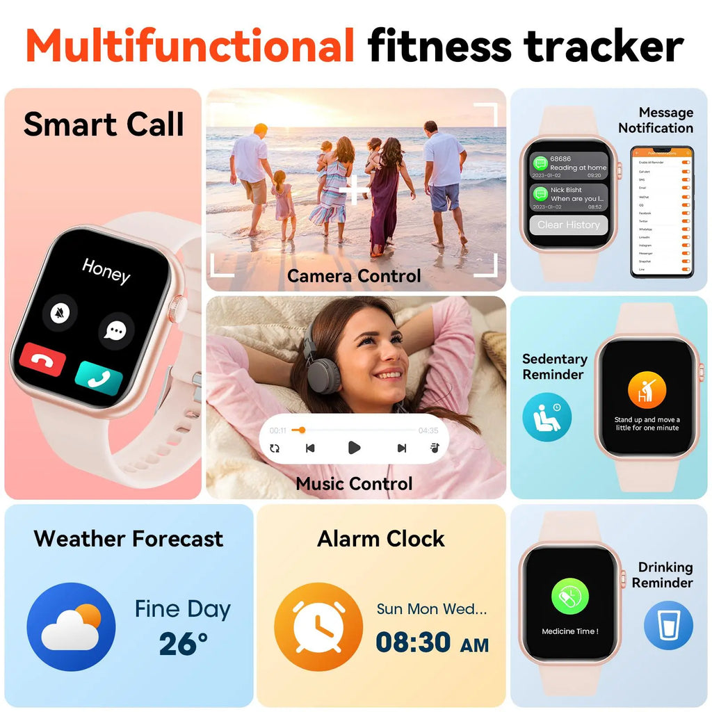 Smart Watch for Women Man (Answer/Make Call), 1.85 Inch Fitness Tracker with Pedometer & Multiple Sports Modes, Fitness Watch for Android Iphone, Back to School Gifts, Health Smart Watch