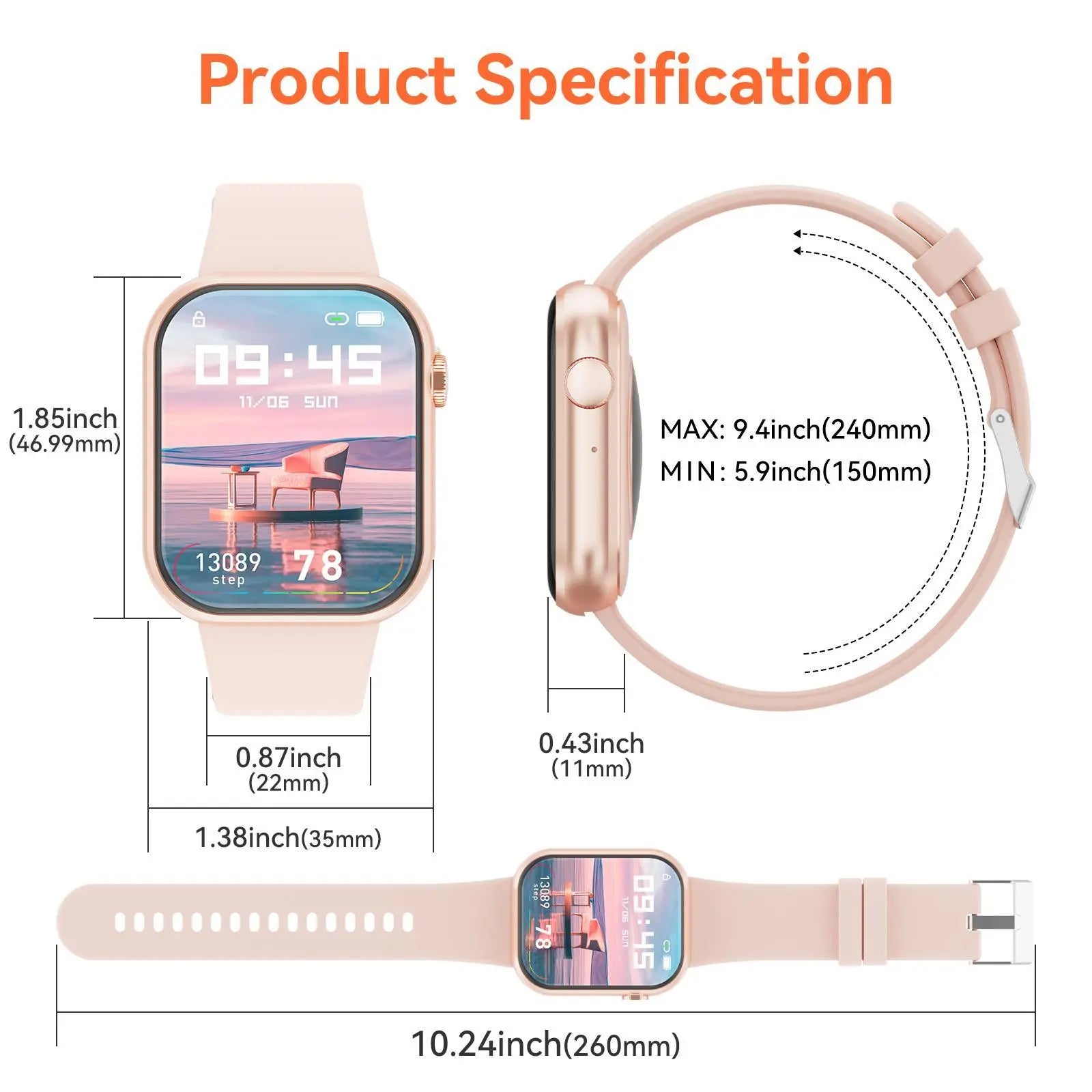 Smart Watch for Women Man (Answer/Make Call), 1.85 Inch Fitness Tracker with Pedometer & Multiple Sports Modes, Fitness Watch for Android Iphone, Back to School Gifts, Health Smart Watch